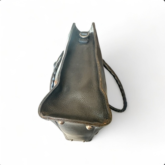 Patricia Nash Zancona Black Leather Tote | Studded Work Bag Shoulder Tote - Picture 7 of 11